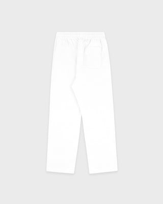 Signature Logo Embroidered Wide Sweatpant - White/Light Navy