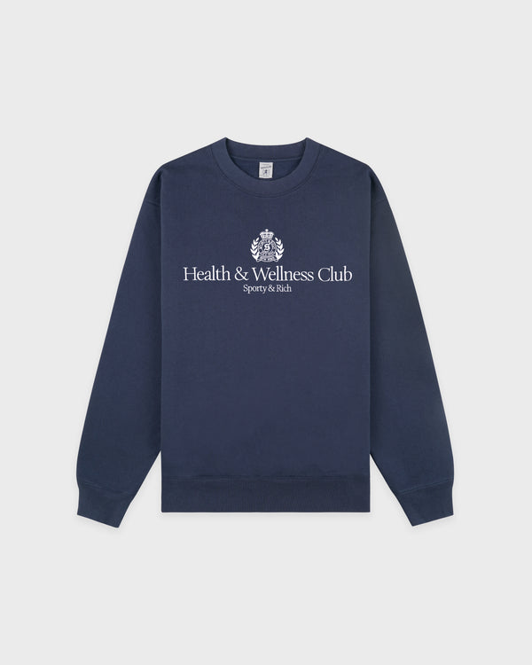 H&W Crest Embroidered Crewneck - Light Navy/White