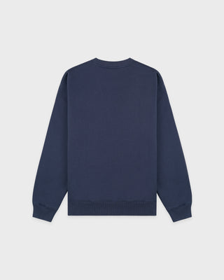H&W Crest Embroidered Crewneck - Light Navy/White