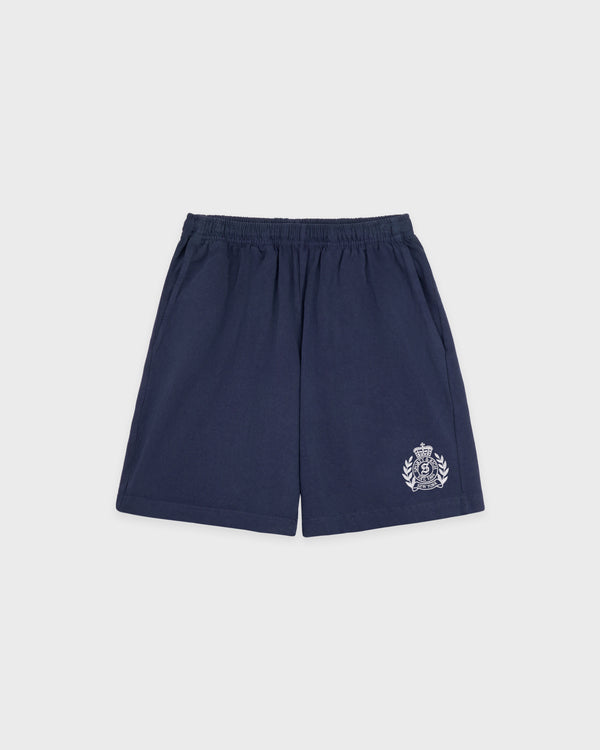 NY Crest Embroidered Gym Short - Light Navy/White