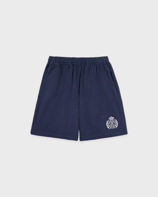 NY Crest Embroidered Gym Short - Light Navy/White