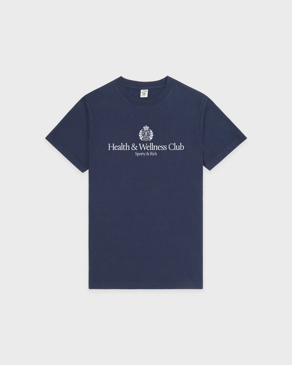 H&W Crest T-Shirt - Light Navy/White