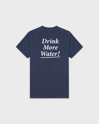 Drink More Water T-Shirt - Light Navy/White
