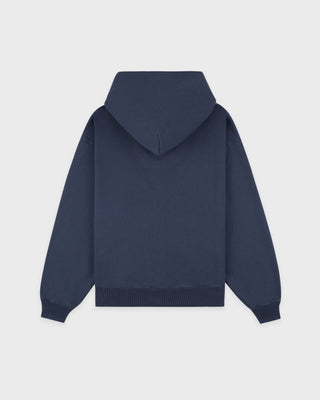 Signature Logo Embroidered Zip Hoodie - Light Navy/White