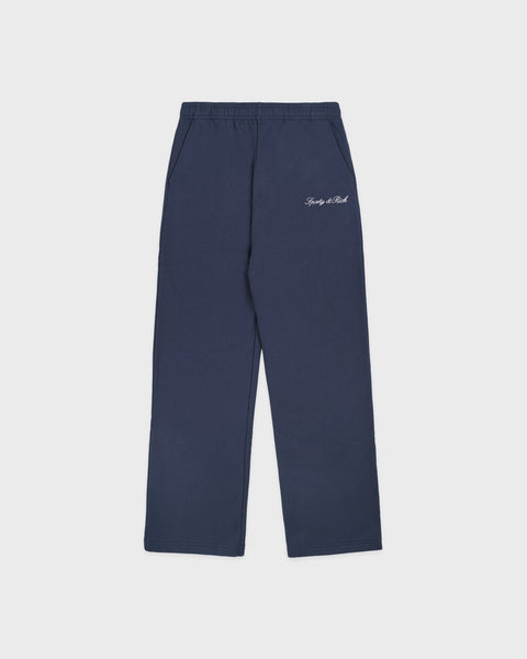 Signature Logo Embroidered Wide Sweatpant - Light Navy/White