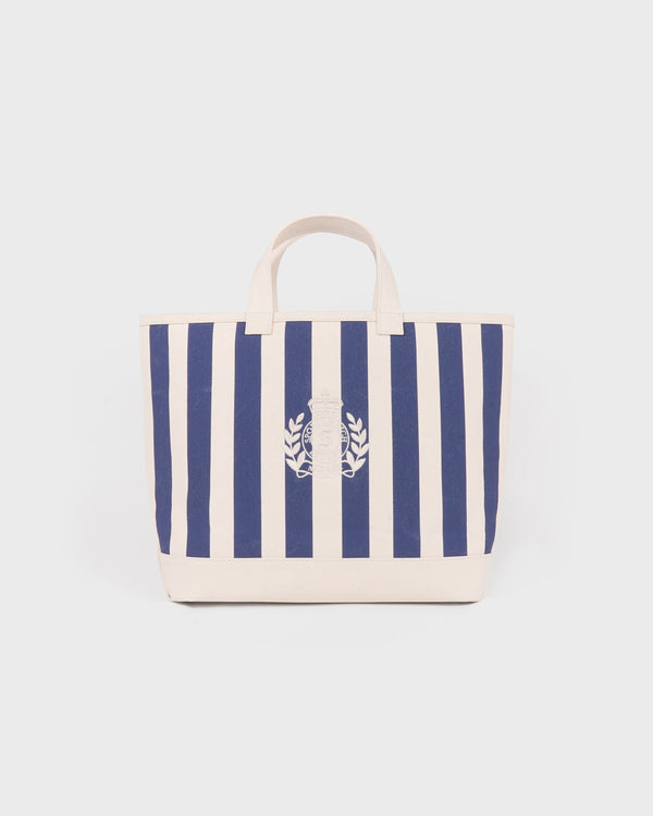 NY Crest Beach Tote - Natural/Light Navy