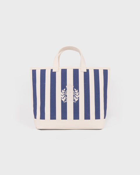 NY Crest Beach Tote - Natural/Light Navy