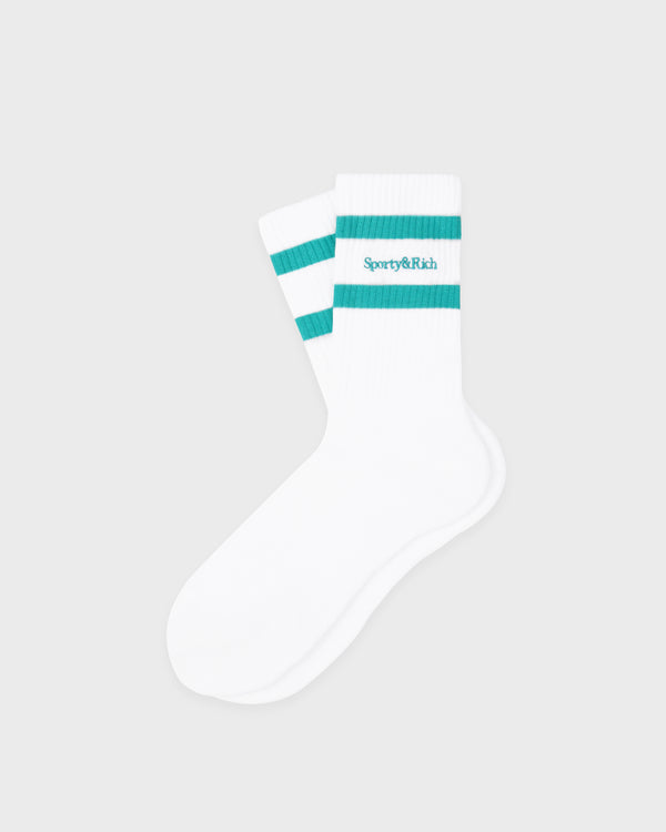 Serif Logo Socks - White/Amalfi Green