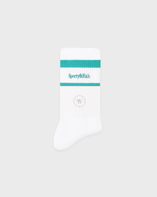 Serif Logo Socks - White/Amalfi Green