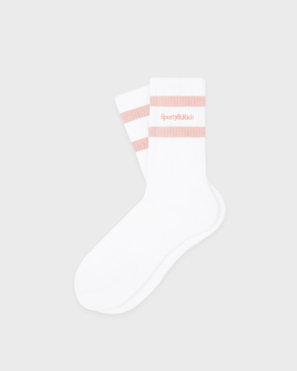 Serif Logo Socks - White/Flamingo