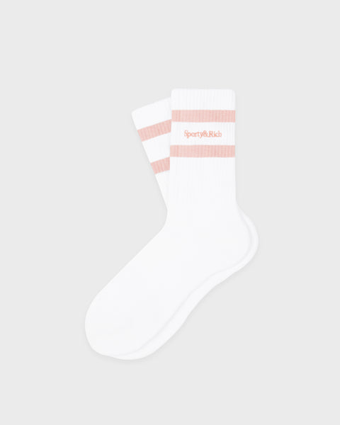 Serif Logo Socks - White/Flamingo