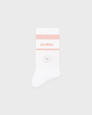 Serif Logo Socks - White/Flamingo