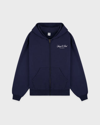 Vendome LA Embroidered Zip Hoodie - Navy/White