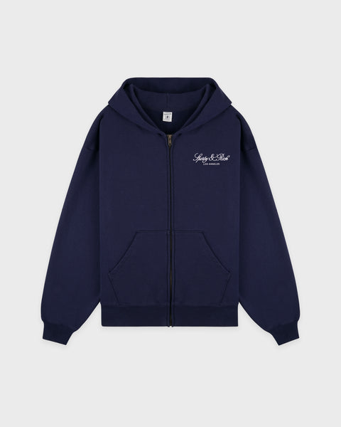 Vendome LA Embroidered Zip Hoodie - Navy/White – Sporty & Rich
