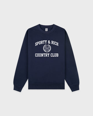 Varsity Crest Crewneck - Navy/White