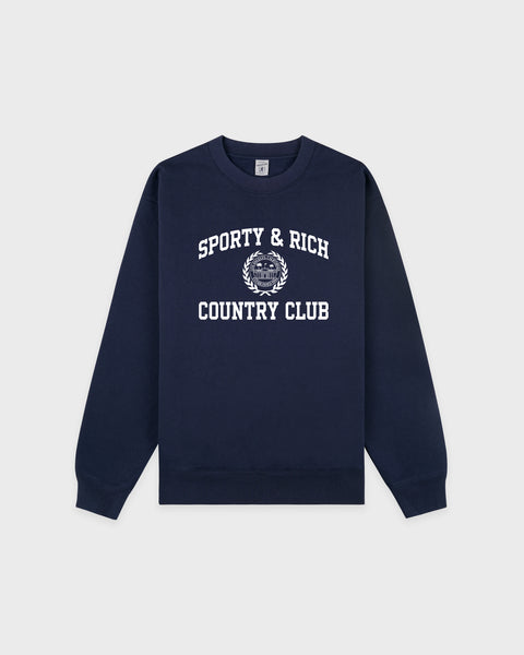 Varsity Crest Crewneck - Navy/White