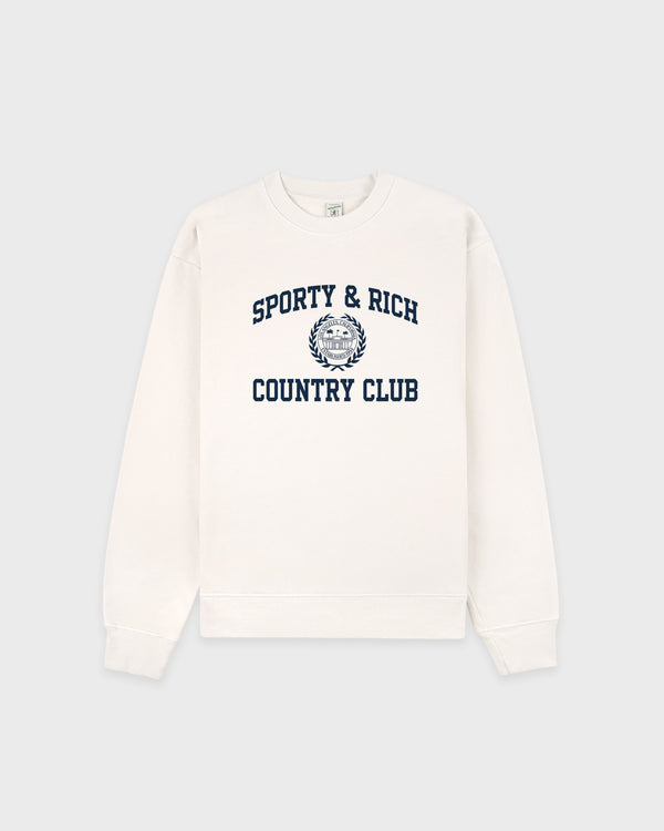 Varsity Crest Crewneck - Ecru/Navy