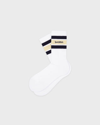 Serif Logo Kids Sock - White/Navy/Almond
