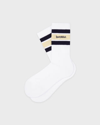 Serif Logo Kids Sock - White/Navy/Almond
