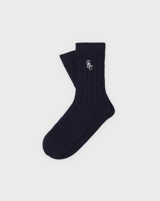 SRC Cableknit Socks - Navy