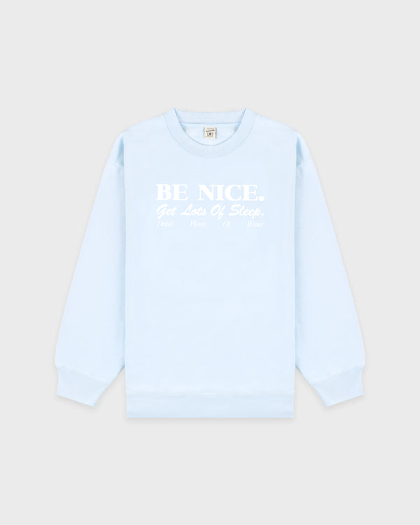 Be Nice Crewneck - Mist/White