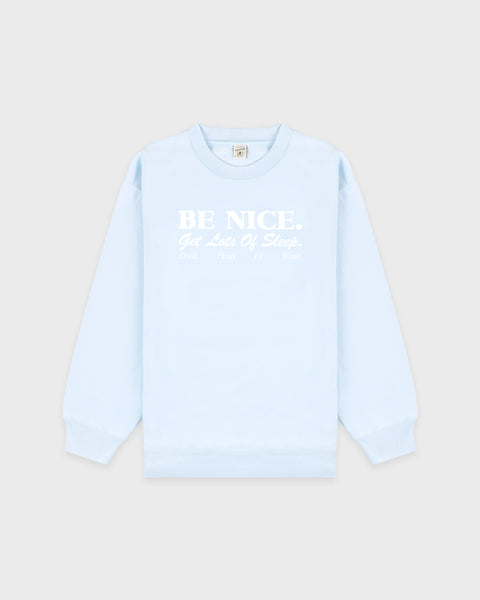 Be Nice Crewneck - Mist/White