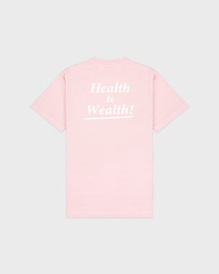 Health Is Wealth T-Shirt - Clear Pink/White