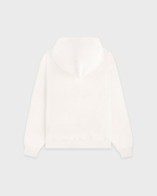 Signature Logo Embroidered Zip Hoodie - Ecru/Light Navy