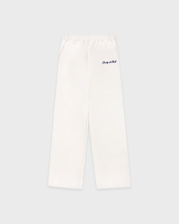Signature Logo Embroidered Wide Sweatpant - Ecru/Light Navy