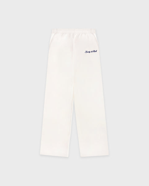 Signature Logo Embroidered Wide Sweatpant - Ecru/Light Navy