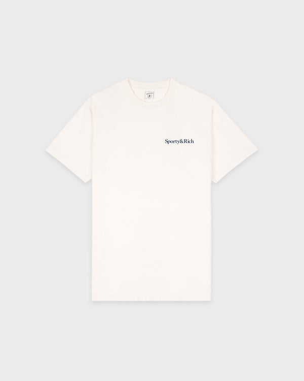 Health Is Wealth T-Shirt - Ecru/Light Navy