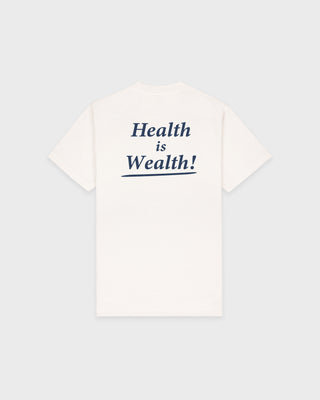 Health Is Wealth T-Shirt - Ecru/Light Navy