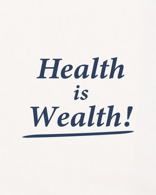 Health Is Wealth T-Shirt - Ecru/Light Navy