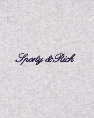 Signature Logo Embroidered Zip Hoodie - Heather Gray/Light Navy