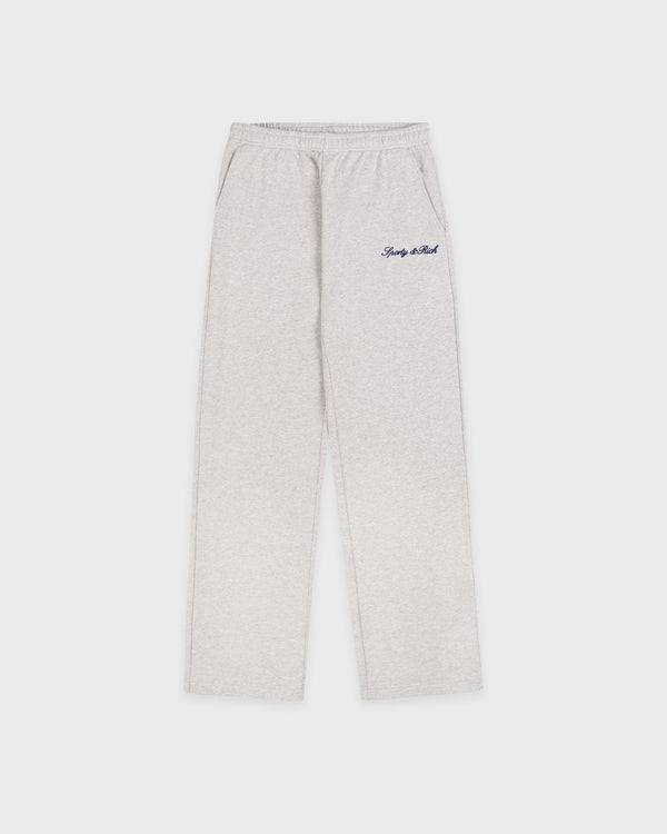 Signature Logo Embroidered Wide Sweatpant - Heather Gray/Light Navy
