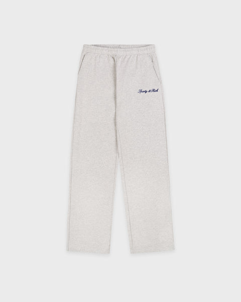 Signature Logo Embroidered Wide Sweatpant - Heather Gray/Light Navy