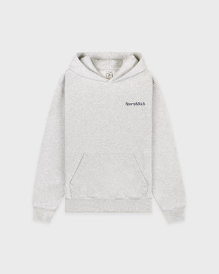 Serif Logo Embroidered Hoodie - Heather Gray/Navy
