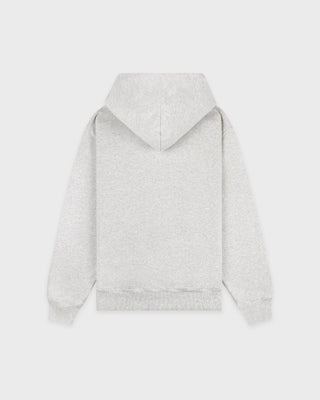 Serif Logo Embroidered Hoodie - Heather Gray/Navy