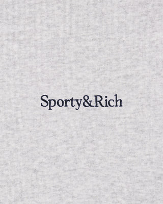 Serif Logo Embroidered Crewneck - Heather Gray/Navy