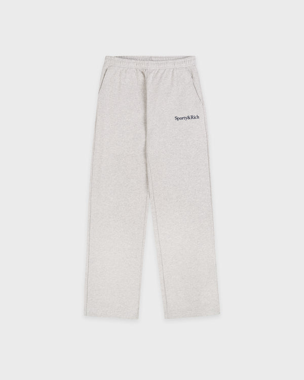 Serif Logo Embroidered Wide Sweatpant - Heather Gray