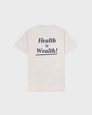 Health Is Wealth T-Shirt - Heather Gray/Navy