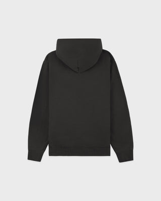 Serif Logo Embroidered Hoodie - Faded Black/White