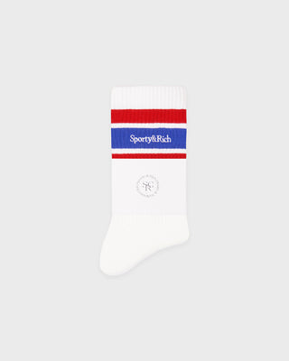 Serif Logo Socks - White/Red