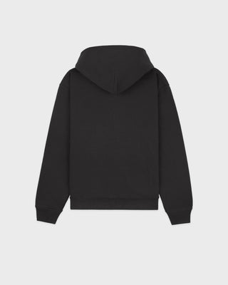Serif Logo Embroidered Zip Hoodie - Faded Black/White