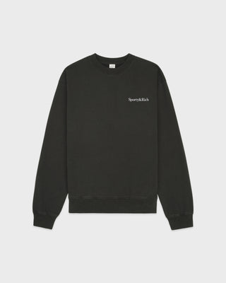 Serif Logo Embroidered Crewneck - Faded Black/White