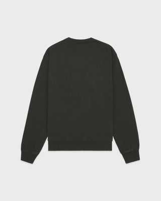 Serif Logo Embroidered Crewneck - Faded Black/White