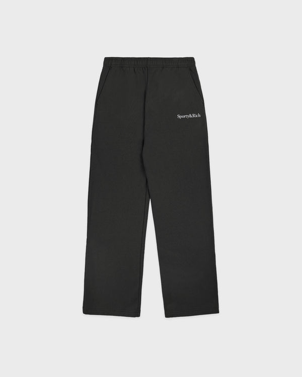 Serif Logo Embroidered Wide Sweatpant - Faded Black/White