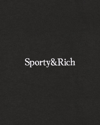 Serif Logo Embroidered Wide Sweatpant - Faded Black/White