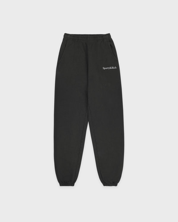 Serif Logo Embroidered Sweatpant - Faded Black/White