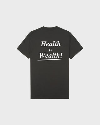 Health Is Wealth T-Shirt - Faded Black/White
